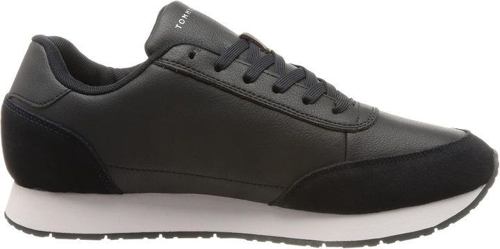Tommy Hilfiger Herren Signature Ledersneaker Runner-Sneaker, Desert Sky