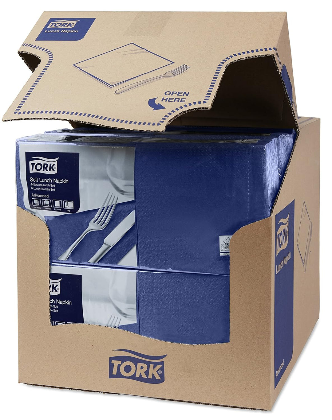 Tork 477412 Soft Lunchservietten Dunkelblau / 3lagige, saugfähige Papierservietten in Blau / Vielfäl