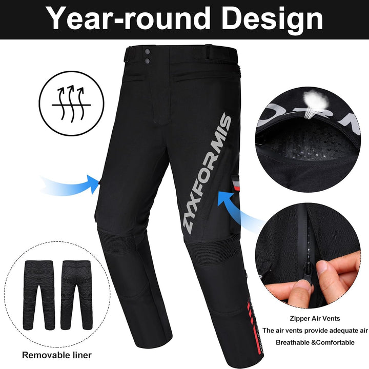 Motorrad Hosen Herren mit Protektoren und Reflektoren, Wasserdicht Winddicht Textil Motorradhose mit