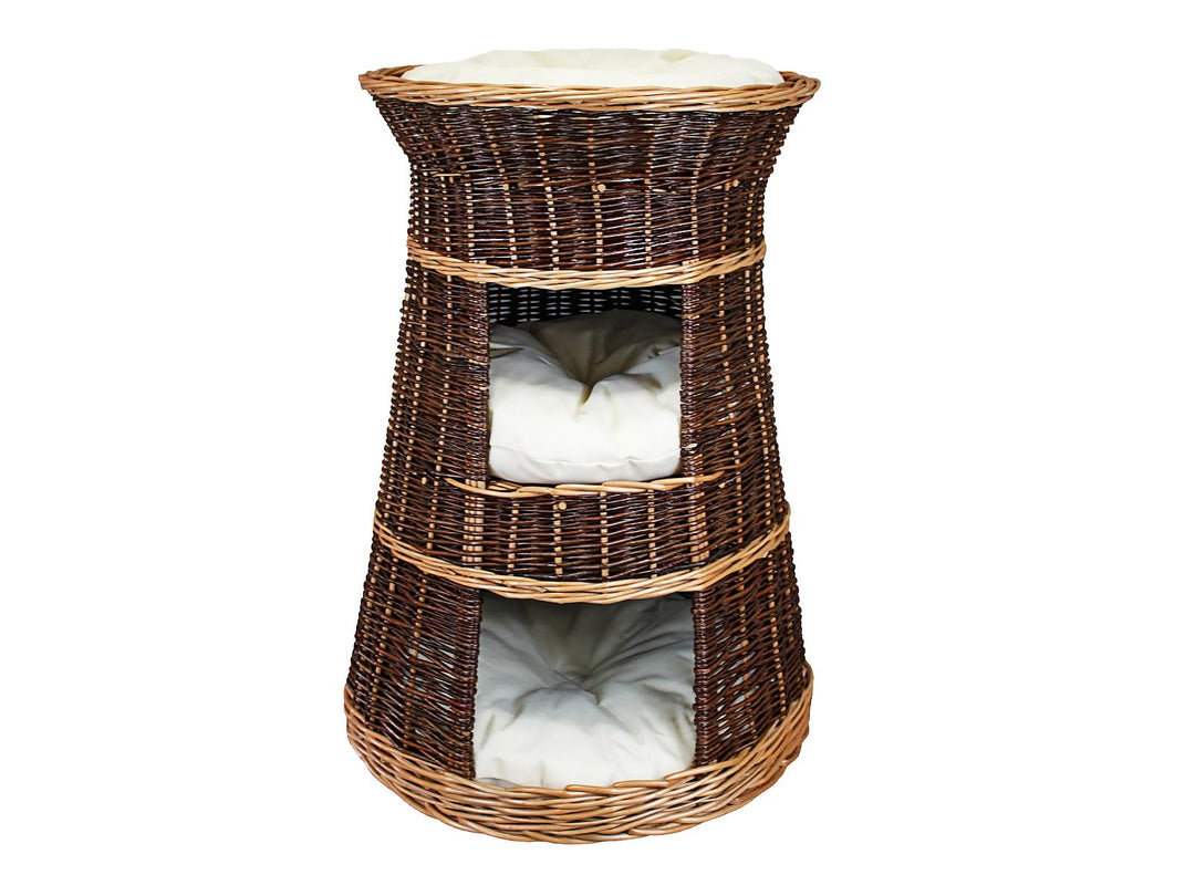 Katzenkorb zum Schlafen – Katzenhütte Indoor – Grösse: 43 x 49 x 70 cm rund – Katzenhöhle aus Weide