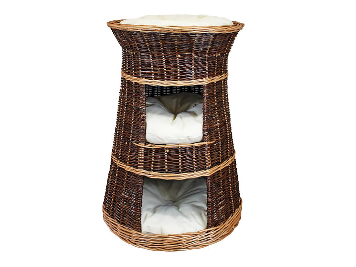 Katzenkorb zum Schlafen – Katzenhütte Indoor – Grösse: 43 x 49 x 70 cm rund – Katzenhöhle aus Weide
