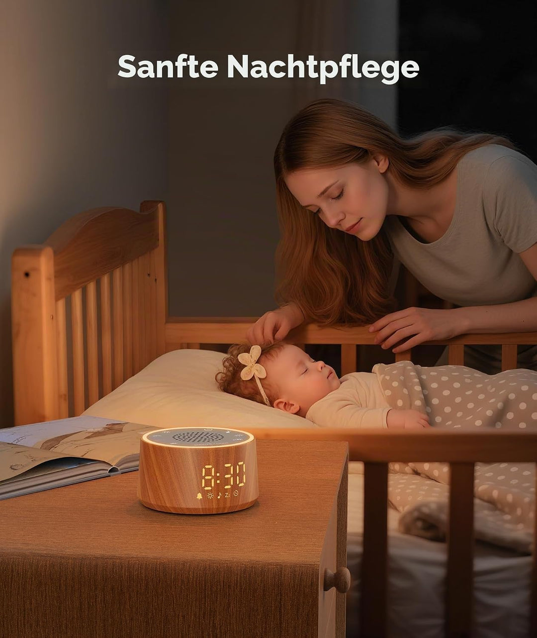Dreamegg White Noise Machine Baby mit Wecker - Weisses Rauschen Baby mit 25 Beruhigende Klänge, 10 L