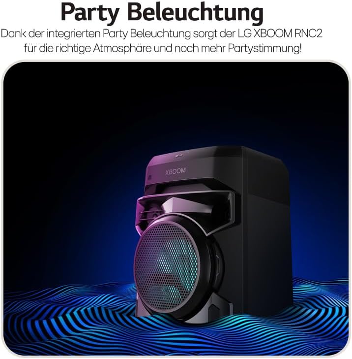 LG XBOOM RNC2, 1-Wege-Soundsystem mit 2 Lautsprechern (Dolby Audio, Karaoke- & DJ-Funktionen, Beleuc