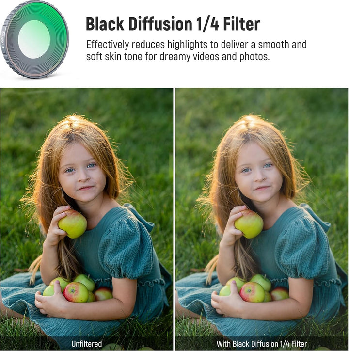 NEEWER Black Diffusion 1/4 Filter, Kompatibel mit DJI Osmo Action 5 Pro und 4, mehrfach beschichtete