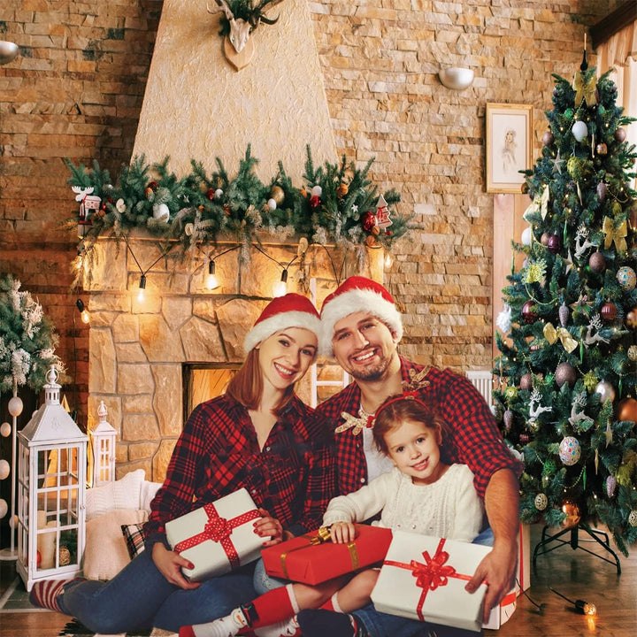 AIIKES 8x8FT Weihnachten Kulissen für Fotografie Weihnachten Kamin Foto Kulissen Vinyl Weihnachtsbau