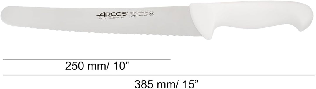 Arcos Konditormesser aus Nitrum-Edelstahl mit 250 mm Klinge - Ergonomischer Griff aus Polypropylen,
