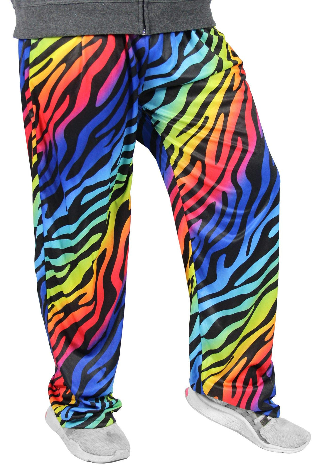 Foxxeo Bunte Jogginghose für Herren zum 80er Jahre Kostüm Zebra neon schwarz - Grösse S-XXL - Faschi