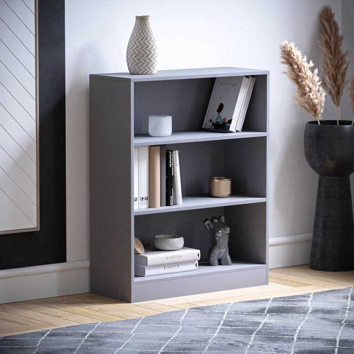 Vida Designs Cambridge Bücherregal, Holz, Grau, 3 Etagen niedrig Grau 3 Etagen niedrig, Grau 3 Etage