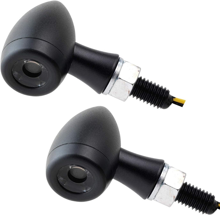 LED Motorrad Mini Blinker Bullet Bates-Style Chopper Custom Caferacer schwarz (1 Paar)