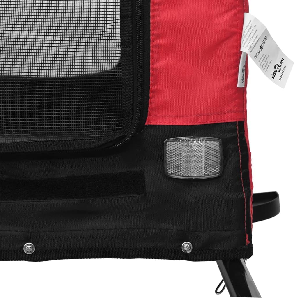 vidaXL Fahrradanhänger Hunde Orange und Schwarz Oxford-Gewebe & Eisen Rot 124 x 65 x 66 cm, Rot 124