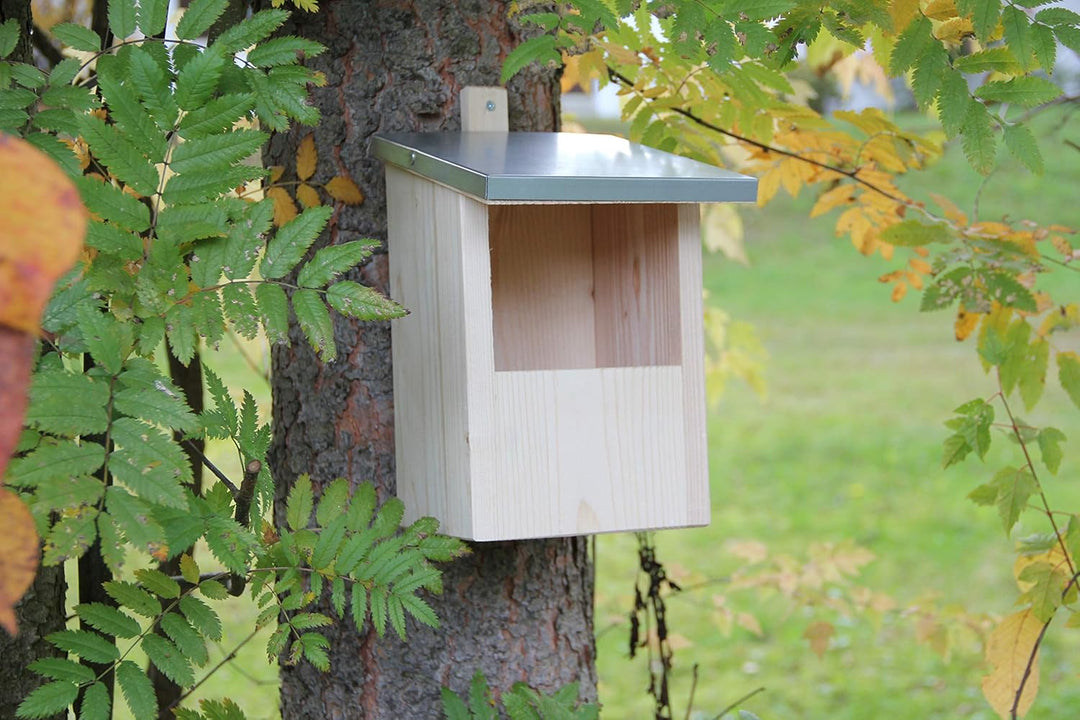 Nistkasten-(N7)-Halbhöhle Vogelhaus Vogelhäuschen Vogelhäuschen Garten Deko Zinkdach