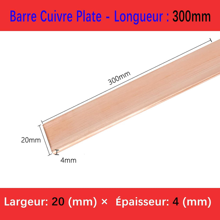 Flachplatte aus Kupfer, 4 mm x 20 mm x 300 mm, 1 Stück T2, reines Kupfer, flach, Kupferblech, 4 mm d