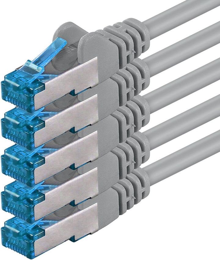 1aTTack.de 10m - CAT6a - Netzwerkkabel grau - 5 Stück CAT 6 A Patchkabel 10000 Mbit s SFTP PIMF 500