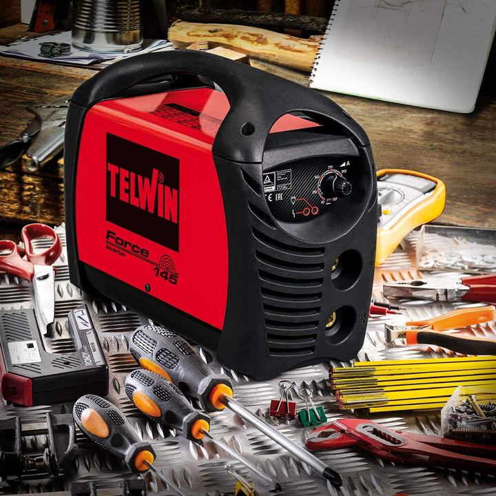 Telwin 815856 Force 145 Inverterschweissgerät für das Elektrodenschweissen Komplett mit Schweisszube