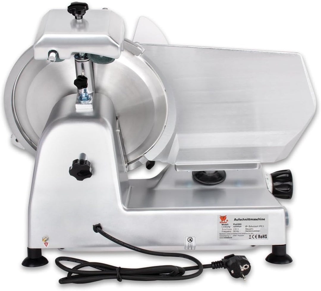 Beeketal 'Profi 300' Aufschnittmaschine mit Ø 300 mm Spezialmesser (glatte Schneide), Schnittstärke