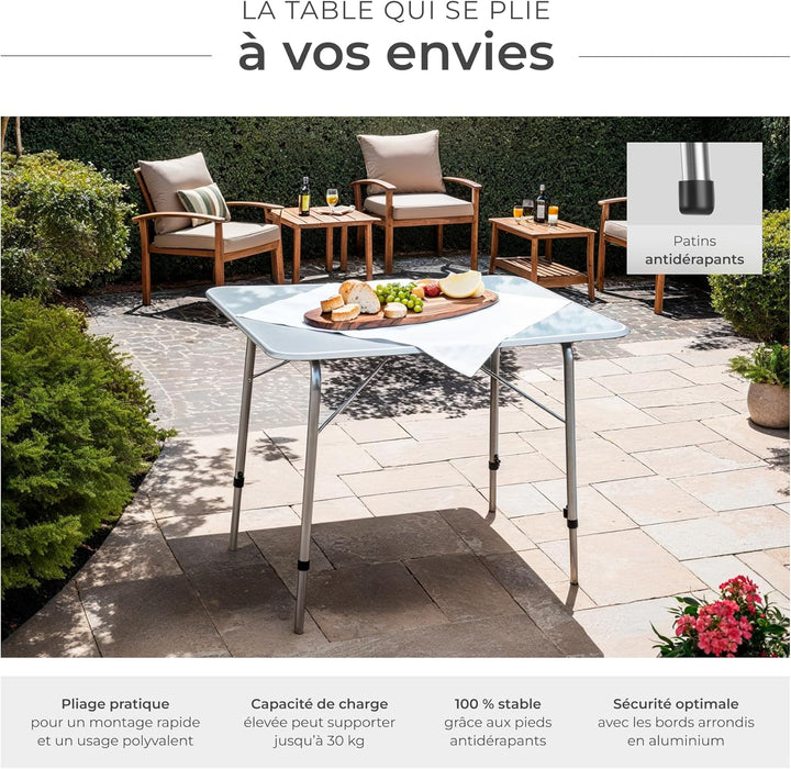 tectake® Campingtisch, Gartentisch klappbar, Klapptisch höhenverstellbar, verstellbare Teleskopbeine