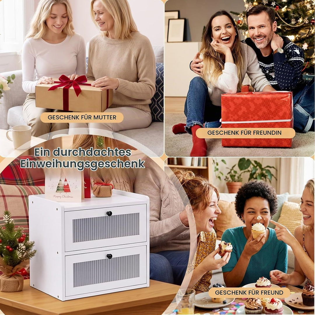 Brotkasten Holz, 2 Etagen Gross Brotbox mit Belüftungsloch, Längere Frische &amp; Einfache Pflege, Küche