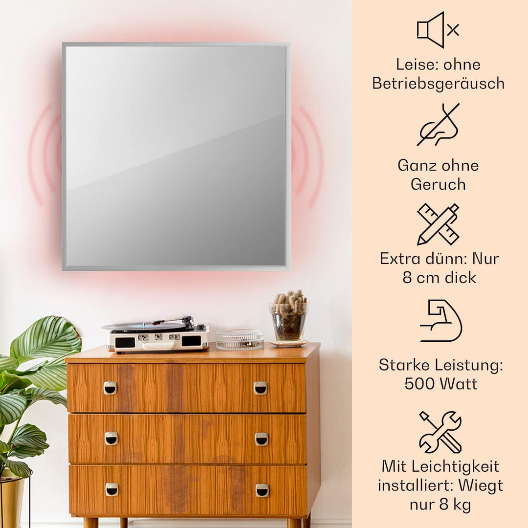 Klarstein Infrarotheizung, Infrarot Spiegelheizung Standgerät, Infrarotheizung mit Thermostat, Heizu