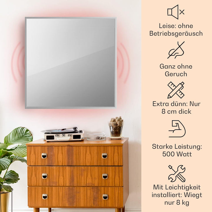 Klarstein Infrarotheizung, Infrarot Spiegelheizung Standgerät, Infrarotheizung mit Thermostat, Heizu