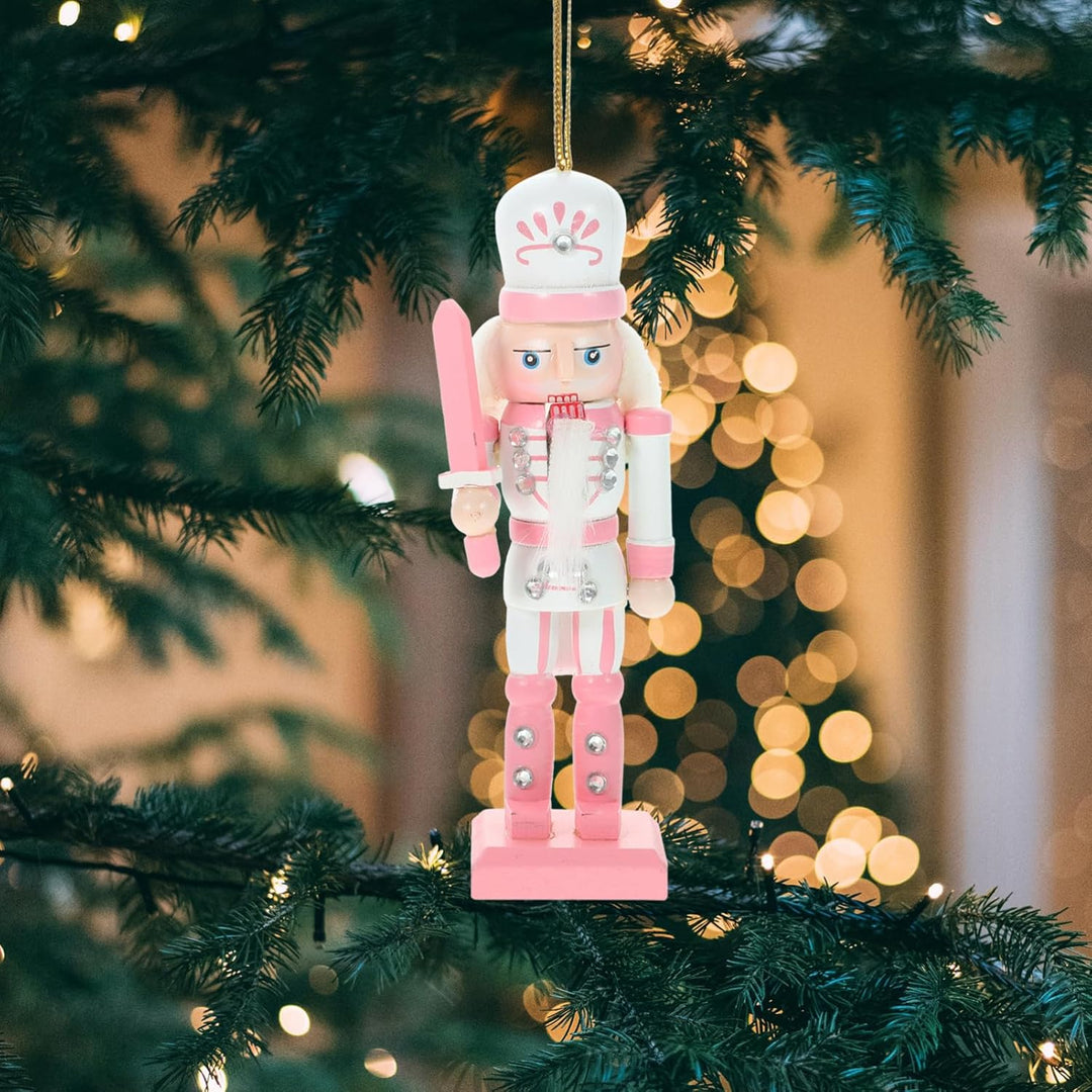 Veemoon 4 Stück Weihnachts Nussknacker aus Holz, 12cm - Soldat Ornamente Baumbehang Christbaumschmuc