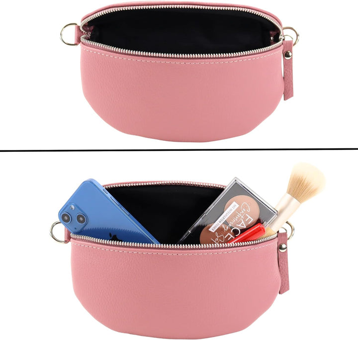 Blade Bauchtasche Damen Echtleder, stylische Gürteltasche Damen mit 2 gemusterten und Leder abnehmba