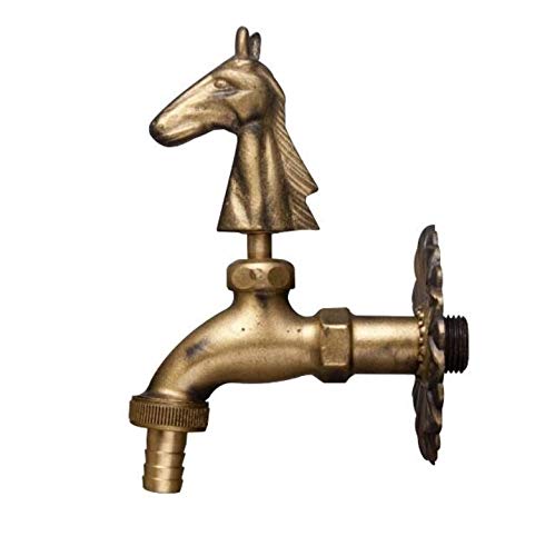 Nostalgischer Wasserhahn mit Pferdekopfmotiv für den Aussenbereich Garten, Auslaufhahn, Antik