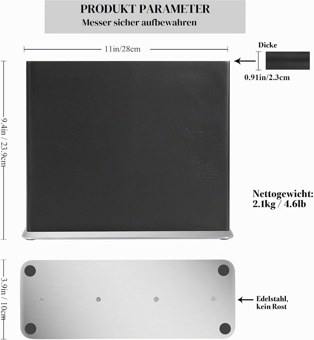 WILDMOK Magnetischer Messerhalter, Doppelseitiger magnetischer Messerblock, Magnetische Ständer aus