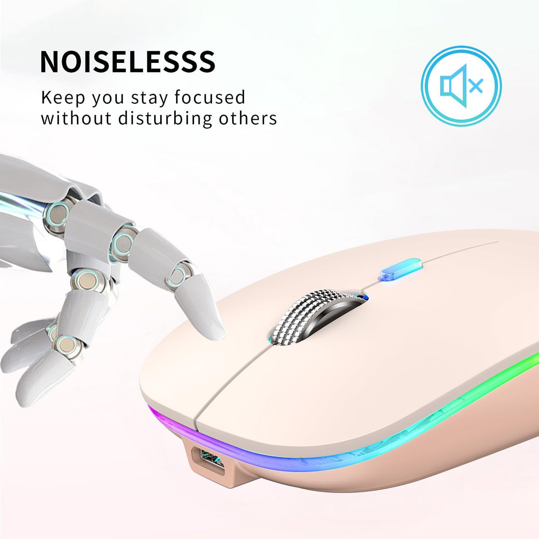 Uiosmuph Bluetooth Maus Kabellose, LED Funkmaus wiederaufladbar Leise Wireless Mouse 2.4GHz Kabellos