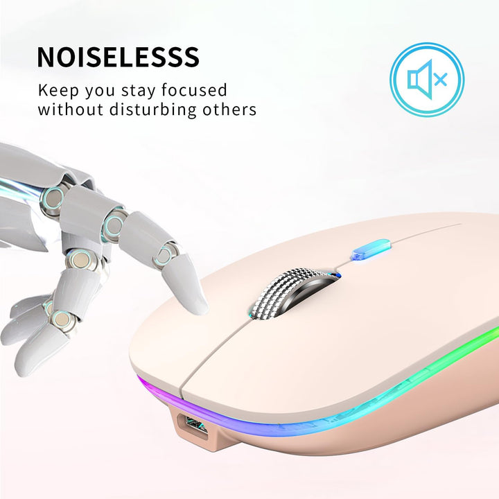Uiosmuph Bluetooth Maus Kabellose, LED Funkmaus wiederaufladbar Leise Wireless Mouse 2.4GHz Kabellos