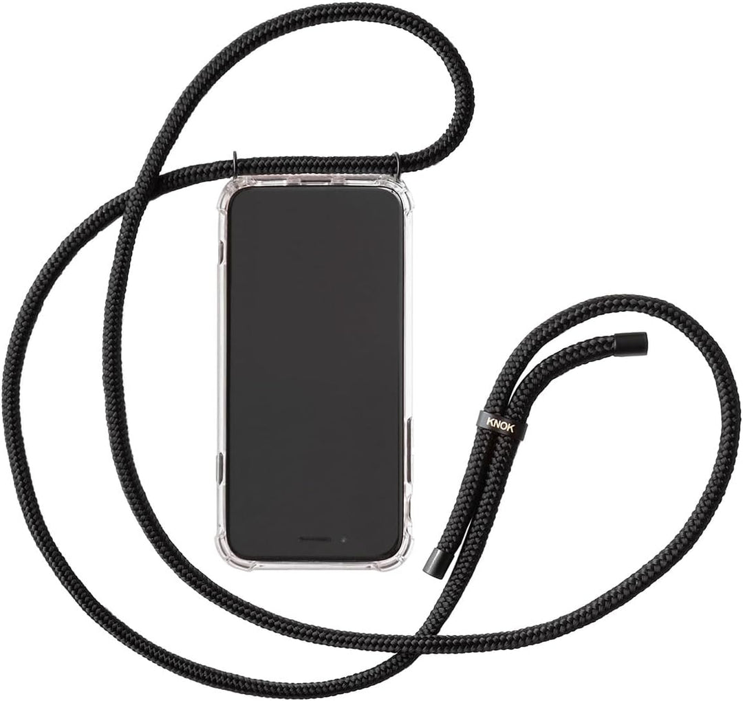 KNOK Premium Handykette für Apple iPhone 17, All Black, transparent | Silikonhülle mit fest verbunde