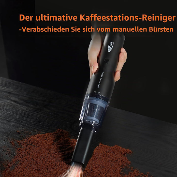 IKAPE Kabelloser Kaffeesatz-Staubsauger – Tragbarer Handstaubsauger mit HEPA-Filter, per USB-C aufla