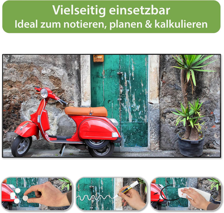 banjado Magnettafel schwarz 78 x 37cm / Magnetwand Metall/Magnetpinnwand als Memoboard/Pinnwand Magn