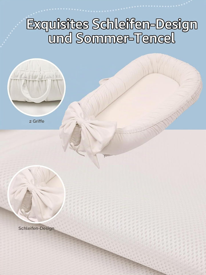 EAQ Babynest Nestchen Baby Weiches Atmungsaktives Babybett für Neugeborene Geschenk Baby Erstausstat