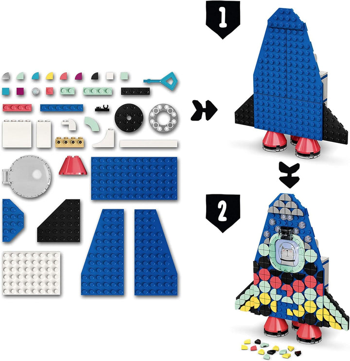 LEGO 41936 DOTS Raketen Stiftehalter Bastelset für Kinder, Kinderzimmer-Deko, Kreativset Normale Ver