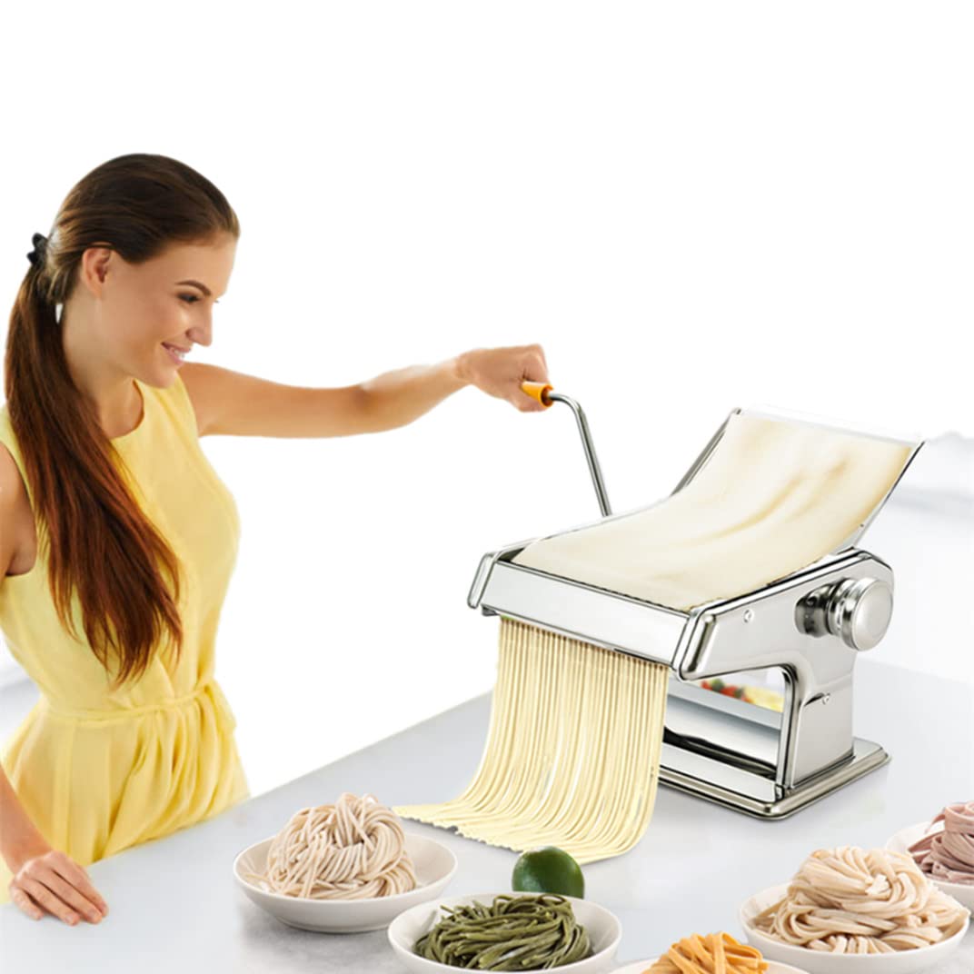 Cocoarm Nudelmaschine Manuelle Pasta Maker Edelstahl Nudelmaschine mit Einstellknopf für mehrere Dic