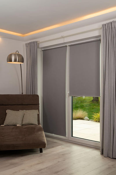 K-home 610325-24 Verdunklungsrollo/Springrollo, Grau, 70 cm x 200 cm (B x L) Grau 70 x 200 cm, Grau