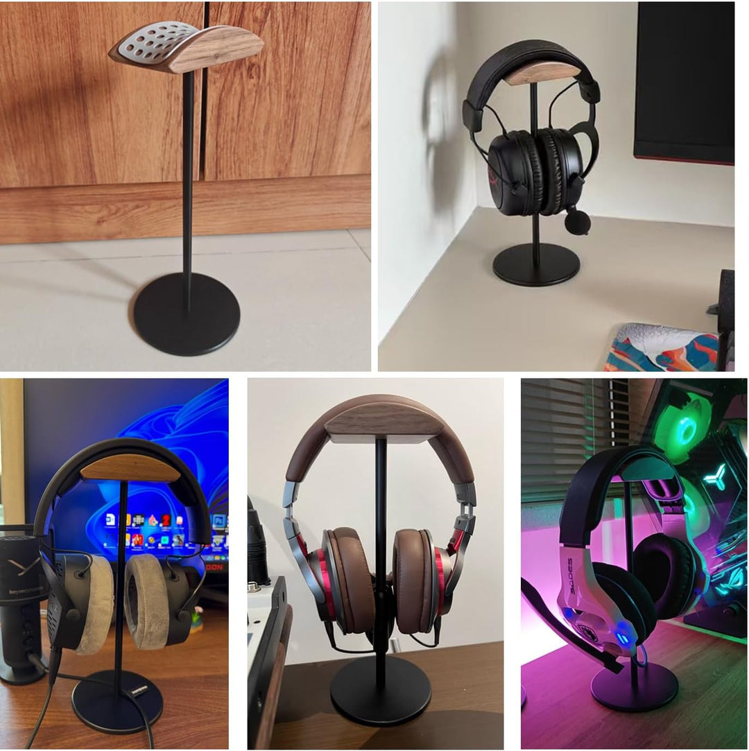 Kopfhörer Ständer mit Walnussholz& Aluminium,Headset Halterung mit Schwerer Basis,Headset Ständer fü