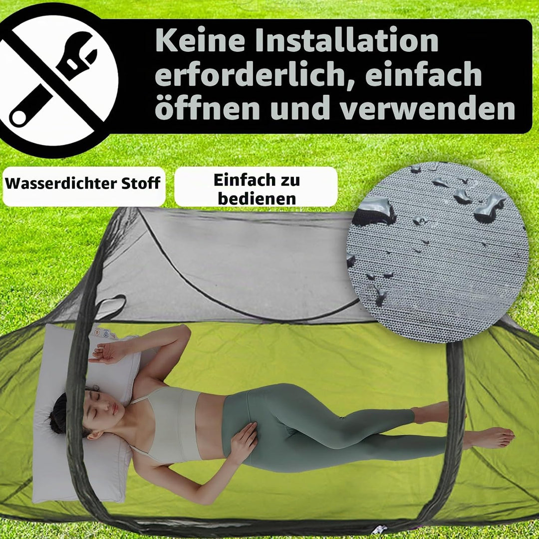 Moskitonetz Reise Faltbares Pop-Up – Mosquito Netz Bett 200x72x70cm Ultralight 360° Schutz, 210D Oxf
