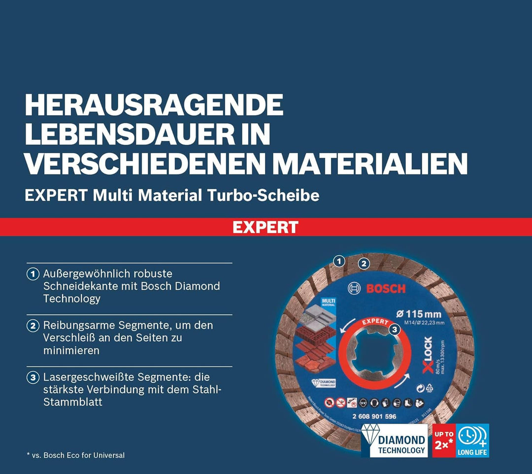 Bosch Accessories Bosch Professional 1x EXPERT MultiMaterial X-LOCK Turbo Diamanttrennscheiben (für