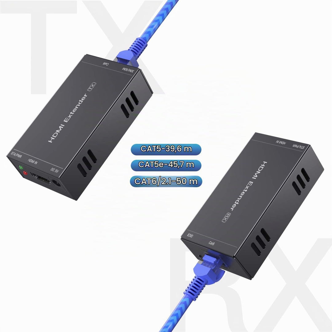 PWAYTEK HDMI Extender 1080p@60Hz, 3D, über Single Cat5e/Cat6/Cat 7 Kabel Full HD unkomprimiert Übert