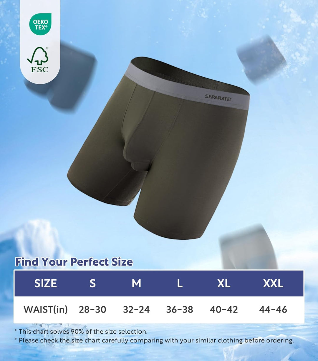 Separatec Herren Boxershorts, Herren Unterhosen aus Bambus-Viskose, atmungsaktiv und weich, Doppelbe