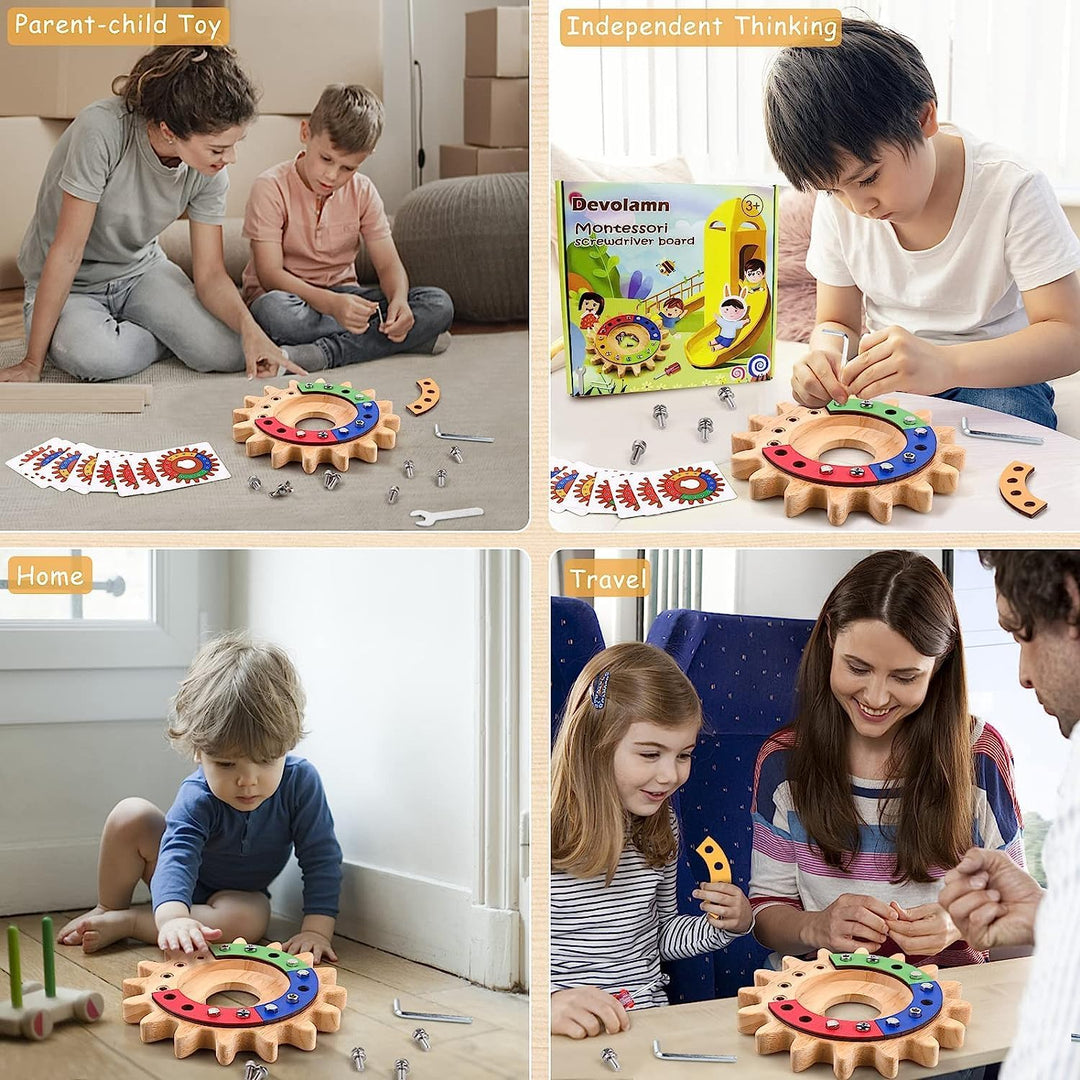 Montessori Spielzeug für 3 4 5 Jahre, 35 in 1 Montessori Schraubbrett, Holzspielzeug Lernspielzeug M