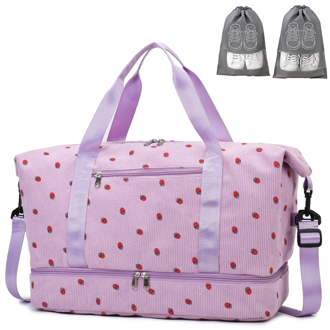Sporttasche Reisetasche Damen, 40L Weekender Travel Duffle Bag mit 2 schuhbeuteln, Schuhfach & Nassf