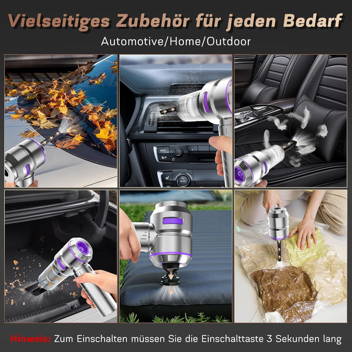 4-in-1 Handstaubsauger Akku,20000Pa Autostaubsauger mit Bürstenloser Motor,3-Gang 150000 U/min Hands