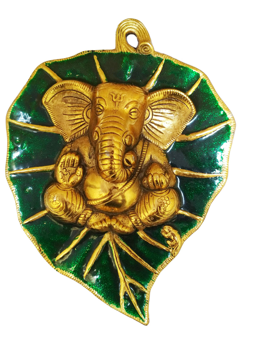 Purpledip Metallschild Ganesha: Ganapathi Idol auf Glückspiepal-Blatt (11541)