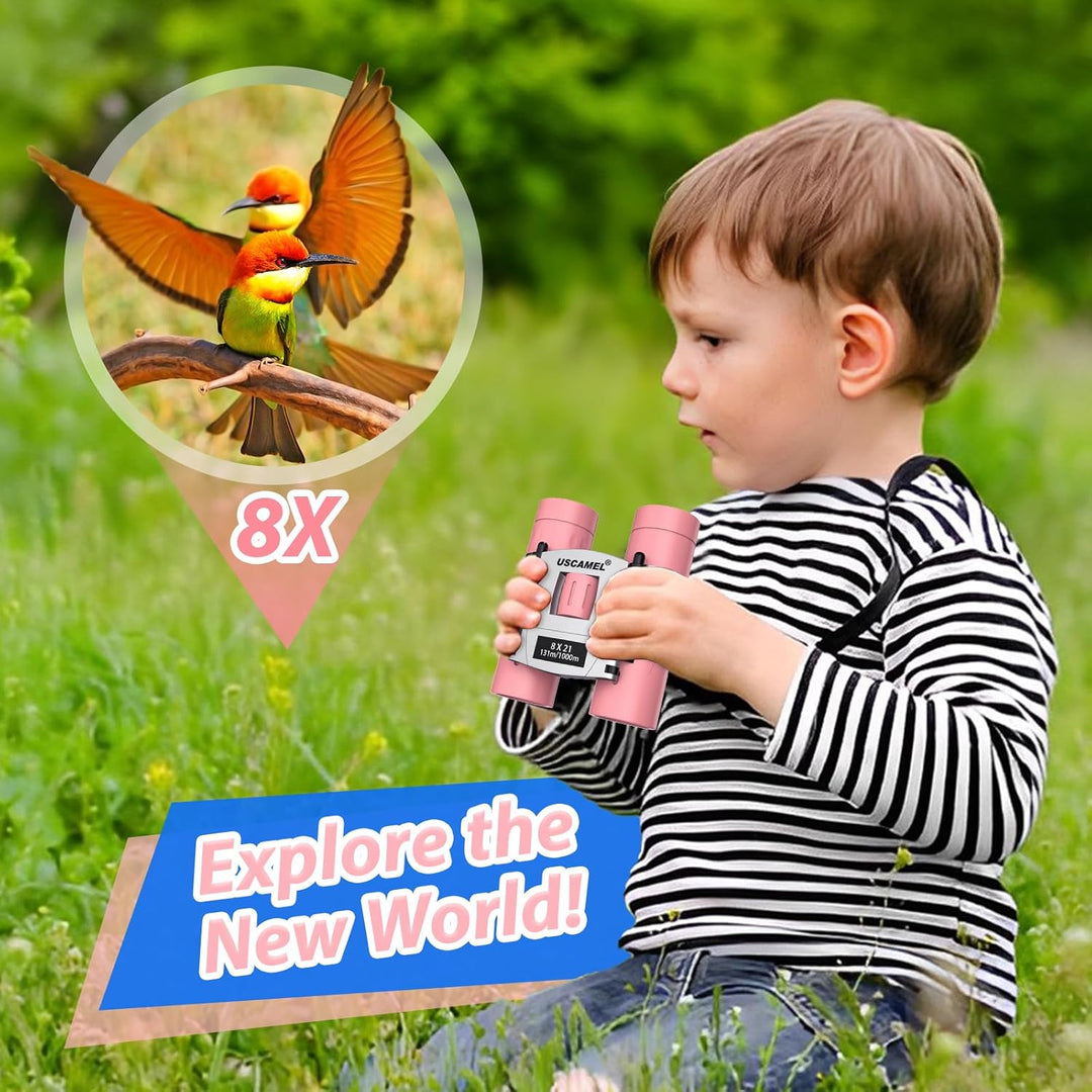 USCAMEL Fernglas für Kinder, Kompakt 8×21 Fernglas Erwachsene, Mini Reisen Fernglas für Vogelbeobach