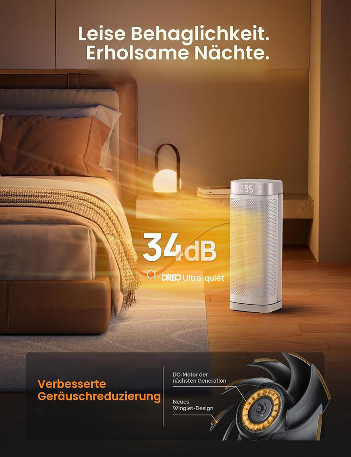 Dreo 16 Inch Electric Heater, Energy Efficient Space Heaters with Thermostat, 70° Oscillating Remote