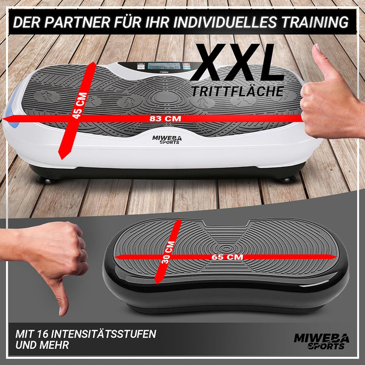 Miweba Sports Fitness 4D Wave Vibrationsplatte MV300 | 3 Jahre Garantie - 800 Watt - Armband Fernbed