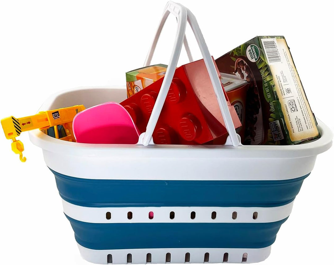 SAMMART 19L zusammenklappbare Wanne mit Griff-tragbarer Outdoor-Picknickkorb/Krater-Faltbare Einkauf