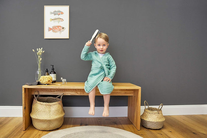 LÄSSIG Kinder Bademantel Baumwolle/Muslin Bathrobe 24-36 Monate (1er Pack) mint, 24-36 Monate (1er P